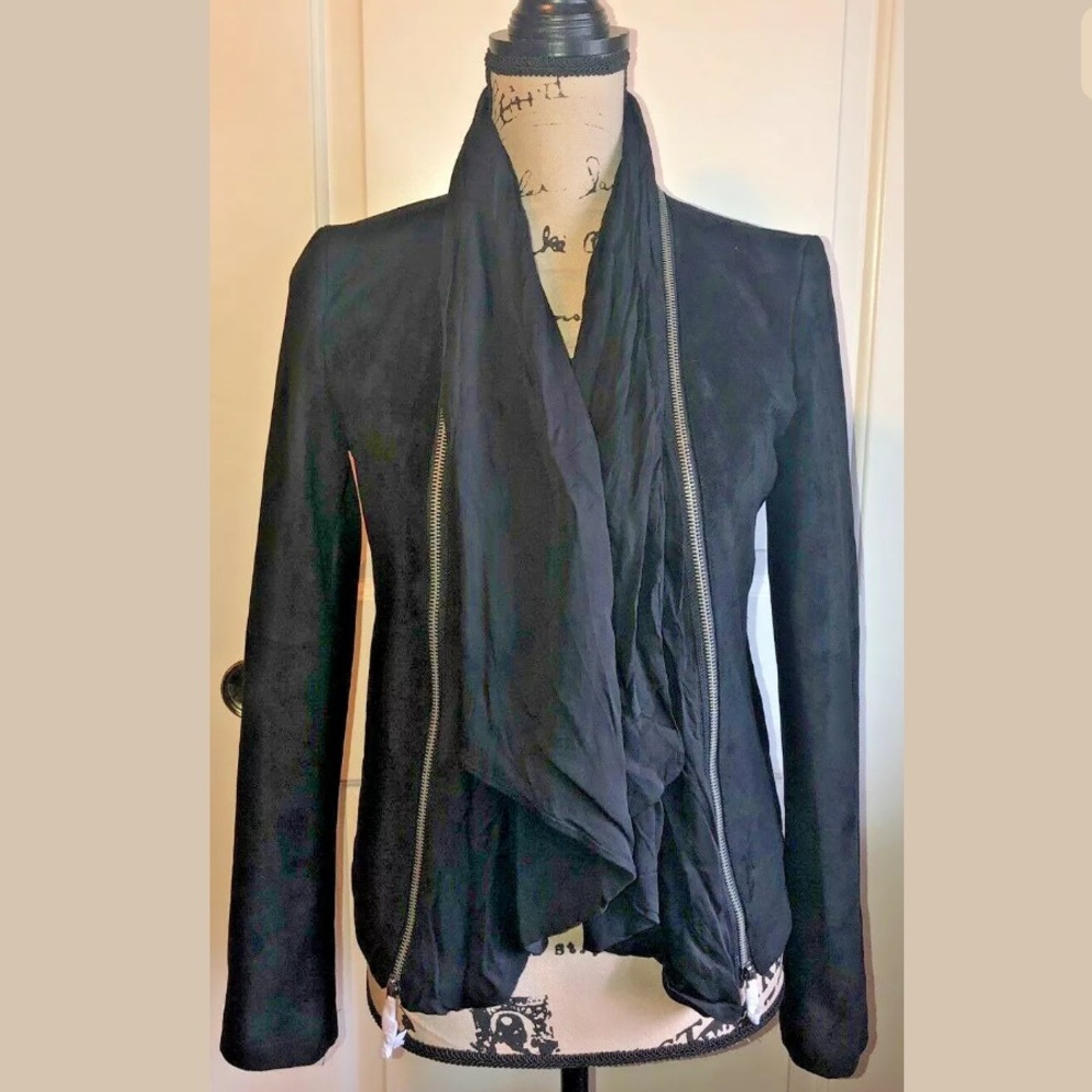 Miss Me Zip Detail Open Front Moto Jacket S Black - Picture 4 of 8